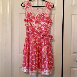 Adorable peach-pink floral dress, size 12